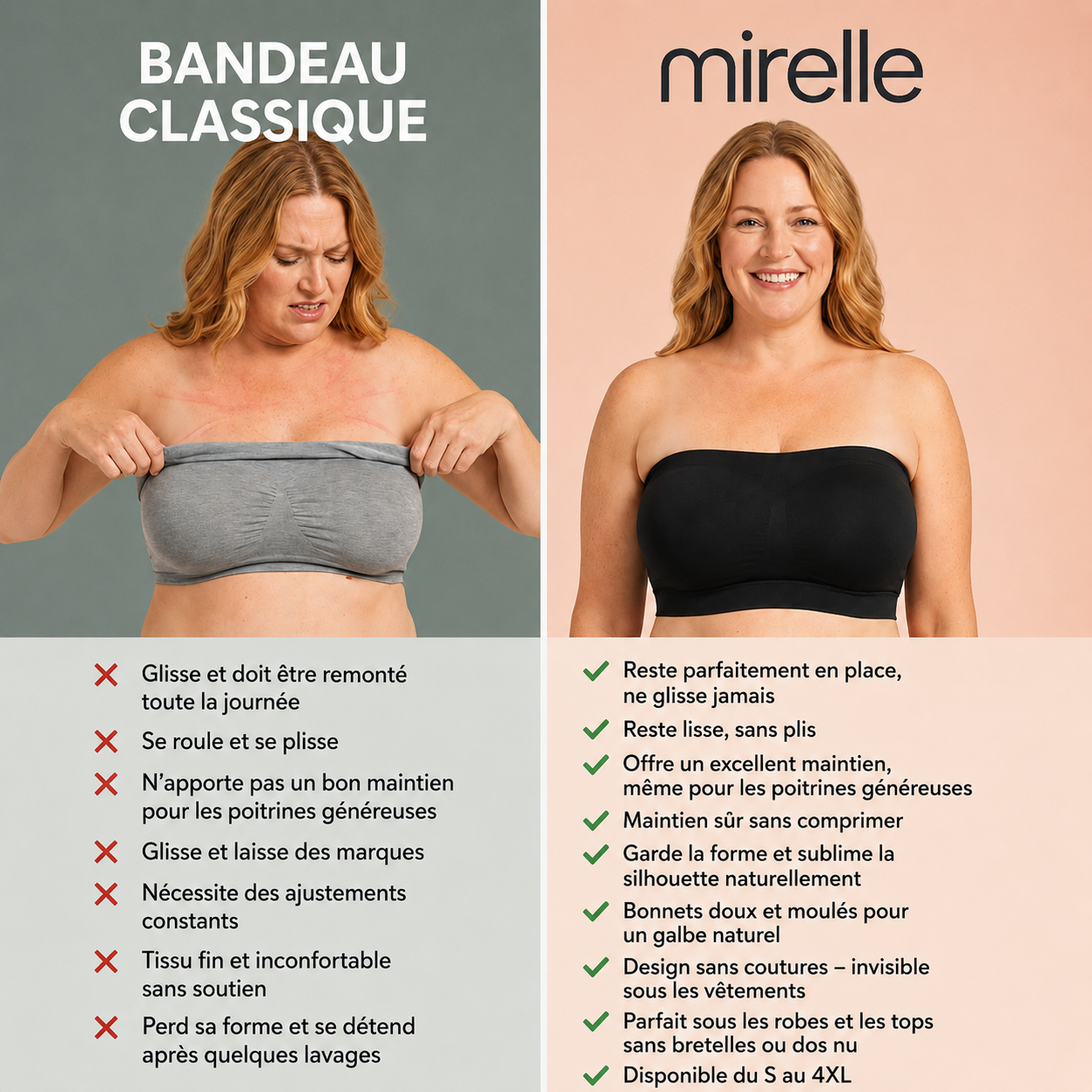 Mirelle™ Bandeau | Zéro ajustement, zéro marque, zéro gêne